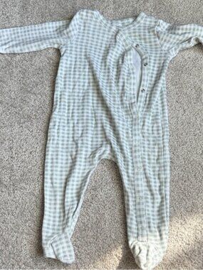 Nordstrom Gingham Kids Footie - Light Gray and White